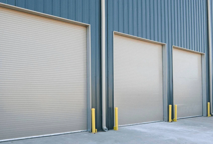 Rolling steel door on a warehouse opening